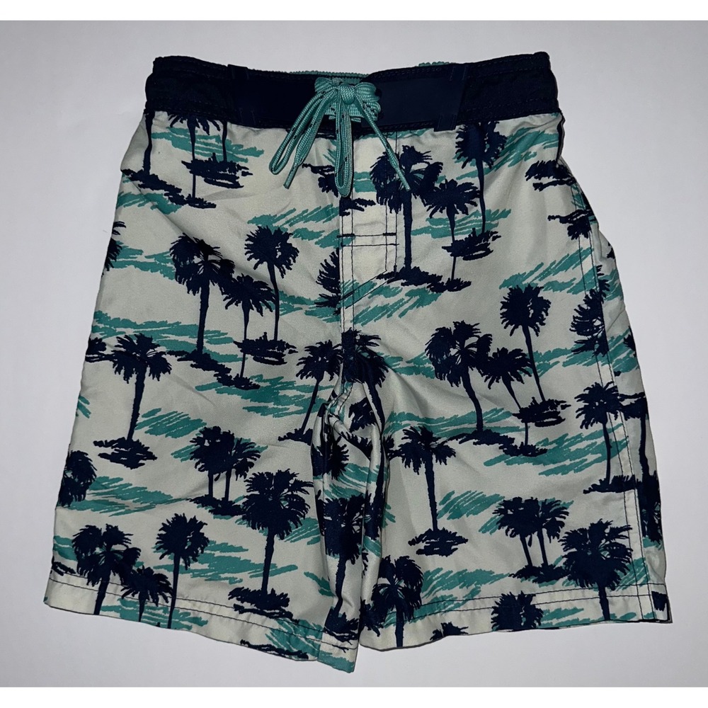 Cat & Jack Boys Palm Tree Swim Trunks‎ Board Shorts Size S (6-7)